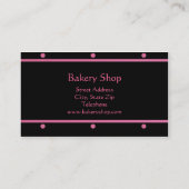 Rosa kleine Kuchen auf schwarzen Visitenkarten Visitenkarte (Rückseite)