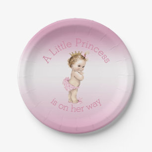 Rosa kleine Prinzessin Babyparty Pappteller