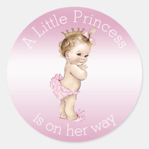 Rosa kleine Prinzessin Babyparty Runder Aufkleber