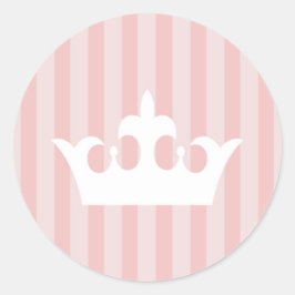 Rosa kleine Prinzessin Crown Striped Baby Runder Aufkleber