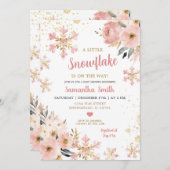 Rosa kleine Schneeflocke auf dem Weg zur Weihnacht Einladung (Vorne/Hinten)
