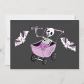Rosa kleine Skeleton Babyparty-Einladungs-Karten Einladung (Rückseite)