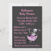 Rosa kleine Skeleton Babyparty-Einladungs-Karten Einladung (Rückseite)