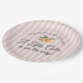 Rosa kleine Süsse auf dem Weg Citrus Baby Dusche Pappteller (Schrägansicht)