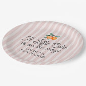 Rosa kleine Süsse auf dem Weg Citrus Baby Dusche Pappteller (Schrägansicht)