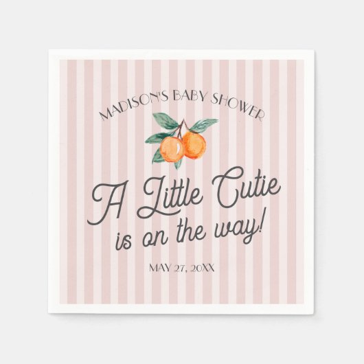 Rosa kleine Süsse auf dem Weg Citrus Baby Dusche Serviette (Vorderseite)