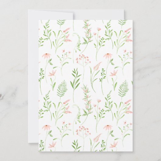 Rosa kleine Wildblume Borgo Girl Dusche Einladung (Rückseite)