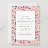 Rosa kleine Wildblume mit Dusche und WC. Einladung (Vorderseite)