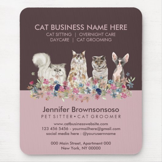 Rosa Kleiner Katzensitzender Tierarzt Service Mousepad (Vorne)
