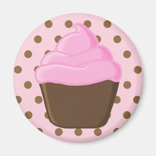 Rosa kleiner Kuchen mit rosa Tupfen-Magneten Magnet