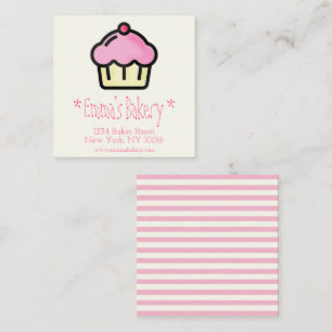 Rosa kleiner Kuchen - personalisierte Quadratische Visitenkarte