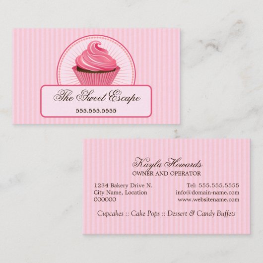 Rosa kleiner Kuchen Visitenkarte (Vorne/Hinten)