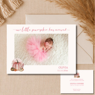 Rosa Kleiner Kürbis Baby Jungen Foto Ankündigung