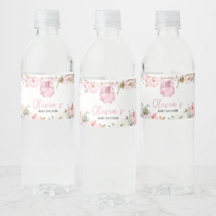 Rosa kleiner Kürbis Herbst Baby Shower Wasserflaschenetikett