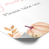 Rosa Kleiner Kürbis Herbst Favors Schild (Ecke)