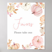 Rosa Kleiner Kürbis Herbst Favors Schild (Vorne)