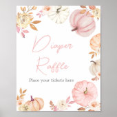 Rosa Kleiner Kürbis Herbst-Windel-Raffle-Schild Poster (Vorne)