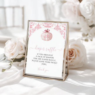 Rosa Kleiner Kürbis-Schleifen-Windeln-Raffle-Baby- Einladung