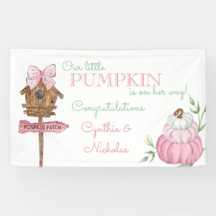 Rosa kleines Kürbispatch-Mädchen-Baby-Party Banner