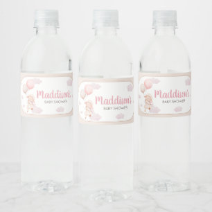 Rosa Kleines Lamm Baby Shower Wasserflaschenetikett
