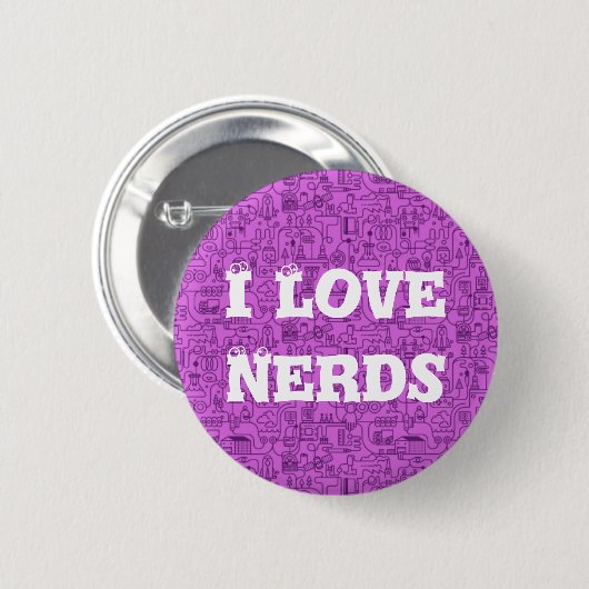 Rosa Knopf der Nerds der Liebe I Button (Vorne & Hinten)