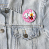 Rosa Knopf des Marienkäfermädchen-Geburtstages 4 Button (Beispiel)
