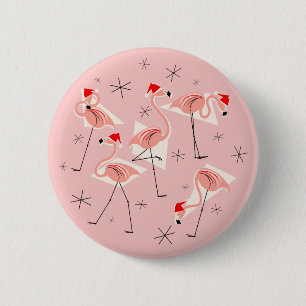 Rosa Knopf Flamingo-Sankt rund Button