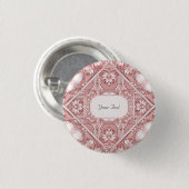 Rosa Knopfdruck mit Blumenmuster Button (Vorne & Hinten)