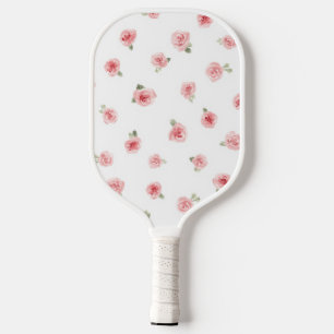Rosa Knospe Aquarell Blumen Vintage Rose Weiß Pickleball Schläger