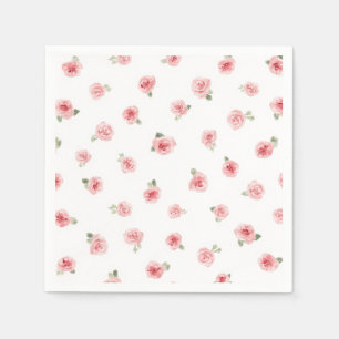 Rosa Knospe Aquarell Blumen Vintage Rose Weiß Serviette