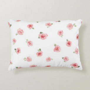 Rosa Knospe Wasserfarbe Floral Vintage Rose Weiß Dekokissen
