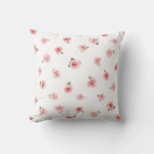 Rosa Knospe Wasserfarbe Floral Vintage Rose Weiß Kissen