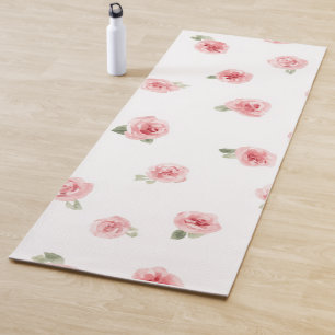 Rosa Knospe Wasserfarbe Floral Vintage Rose Weiß Yogamatte