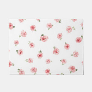 Rosa Knospe Wasserfarben Blumen Vintage Rose Weiß Fußmatte