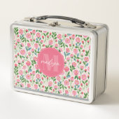 Rosa Knospen Blumen Metall Lunchbox (Vorderseite)