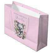 Rosa Koala Girls Geburtstagsgeschenk Große Geschenktüte (Vorderseite Schrägansicht)