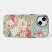 Rosa Kohl-Rose auf Aquarell iPhone 15 Hülle (Rückseite (Horizontal))