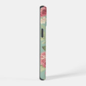 Rosa Kohl-Rose auf Aquarell iPhone 15 Hülle (Rechte Seite)