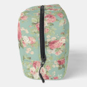 Rosa Kohl-Rose auf Aquarell Waschbeutel (Rechts)