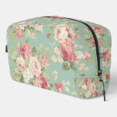 Rosa Kohl-Rose auf Aquarell Waschbeutel (Rechte Ecke)