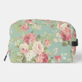 Rosa Kohl-Rose auf Aquarell Waschbeutel (Rückseite)