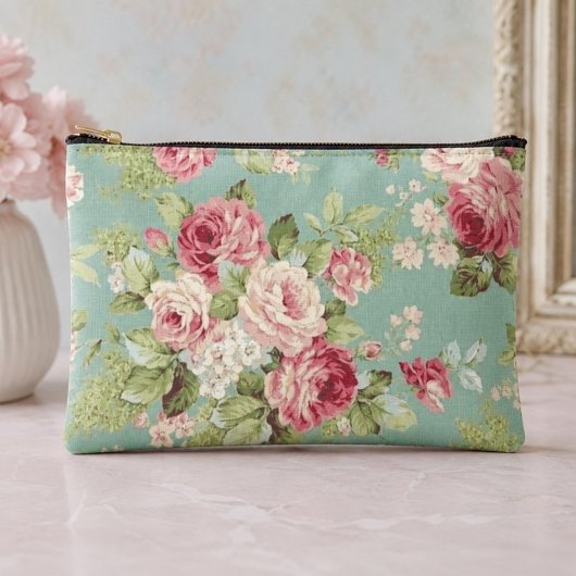 Rosa Kohl-Rose auf Aquarell Zubehörtasche