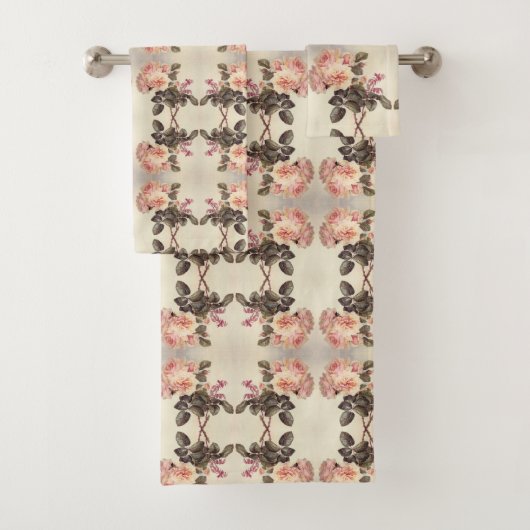 Rosa Kohl-Rosen-Blumen-Bad-Tuch-Set Badhandtuch Set (Insitu)