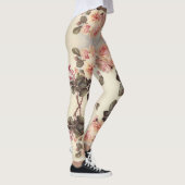 Rosa Kohl-Rosen-Blumen ganz über Druck-Leggings Leggings (Rechts)