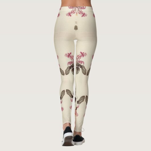 Rosa Kohl-Rosen-Blumen ganz über Druck-Leggings Leggings (Rückseite)