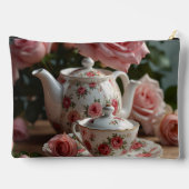 Rosa Kohlbeutel Rose Tee Druck Nähtasche Zubehörtasche (Rückseite)