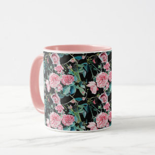 Rosa-Kohlröschen-Rosen-Wasserfarbe Blumendesign Ta Tasse