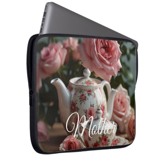 Rosa Kohlrose-Tee  Laptopschutzhülle (Vorne Rechts)