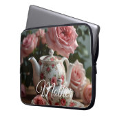 Rosa Kohlrose-Tee  Laptopschutzhülle (Vorderseite Links)