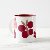 Rosa Kokeshi Dreiergruppe-Tasse Zweifarbige Tasse (Vorderseite Links)
